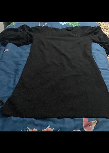 Siyah Drapeli Kısa Kollu Elbise - Görsel 5