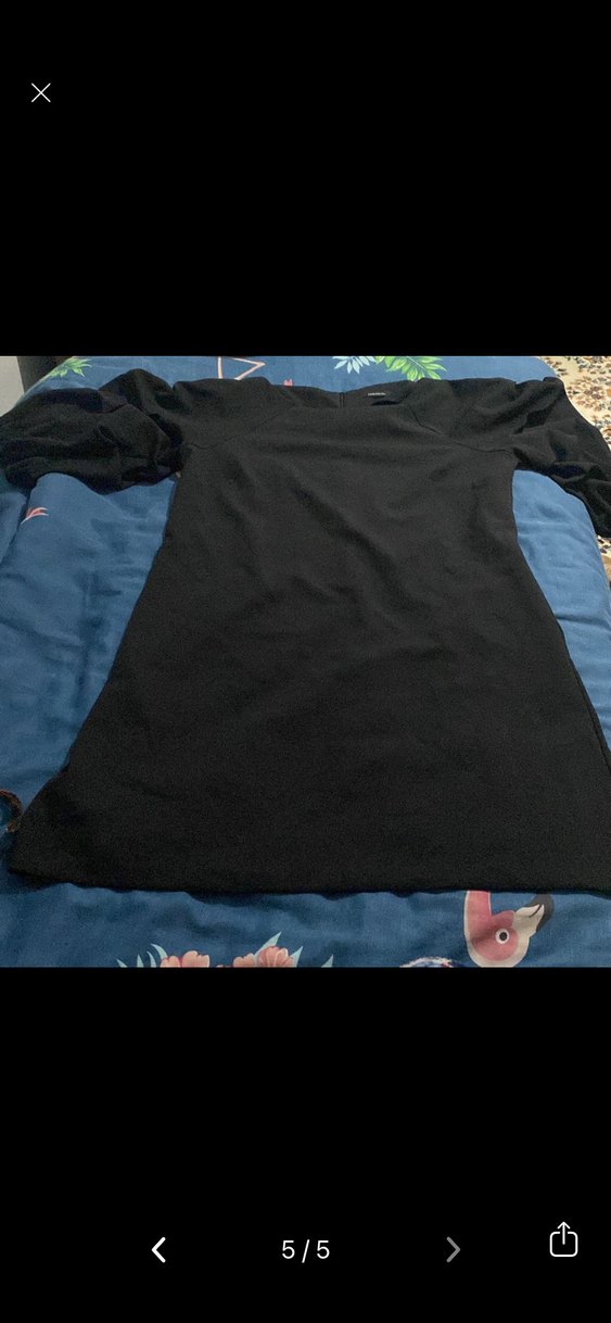 Siyah Drapeli Kısa Kollu Elbise - Görsel 5