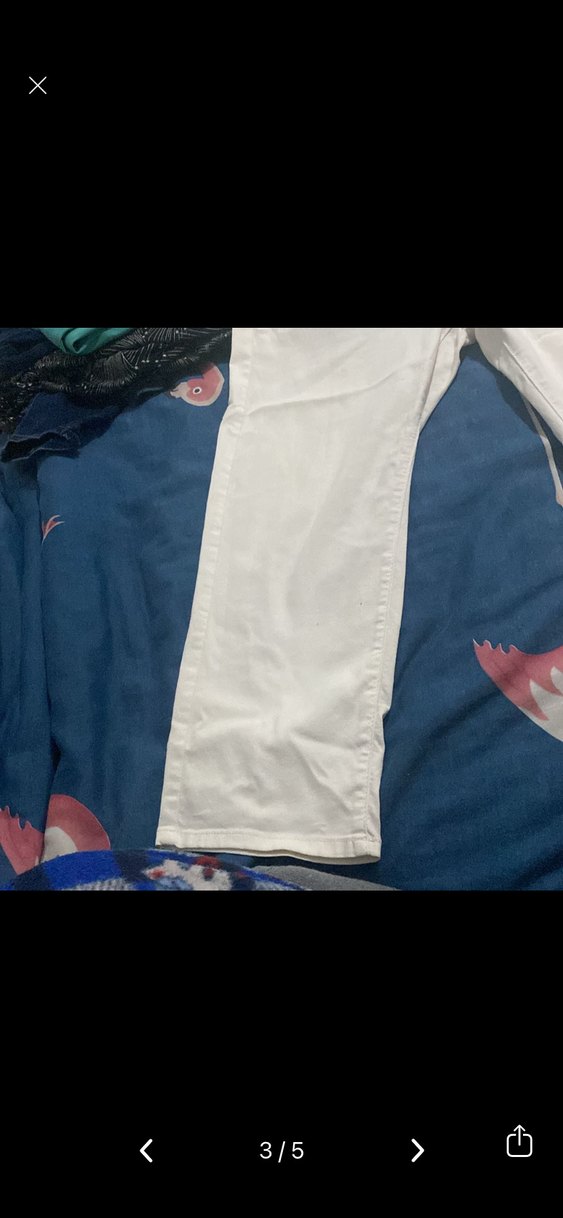 Beyaz Kemerli Kadın Pamuk Pantolon - Görsel 3