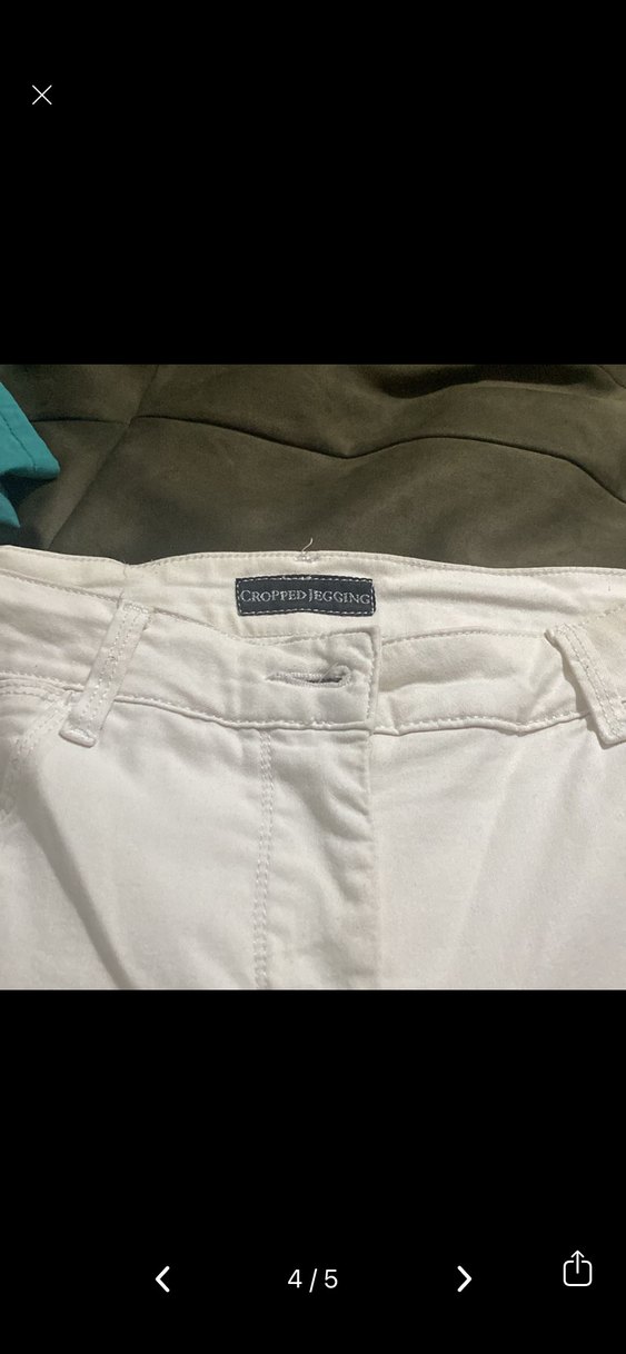 Beyaz Kemerli Kadın Pamuk Pantolon - Görsel 4