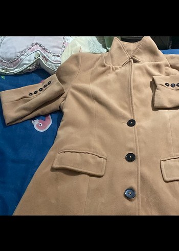 Düğmeli Kahverengi Süet Kadın Uzun Kaban - Görsel 3