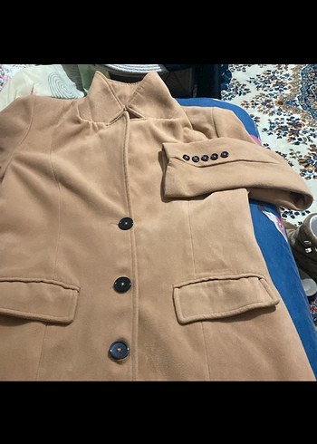 Düğmeli Kahverengi Süet Kadın Uzun Kaban - Görsel 2