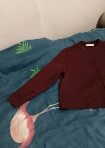 Bordo Kadın Uzun Kollu Salaş Triko - Görsel 2