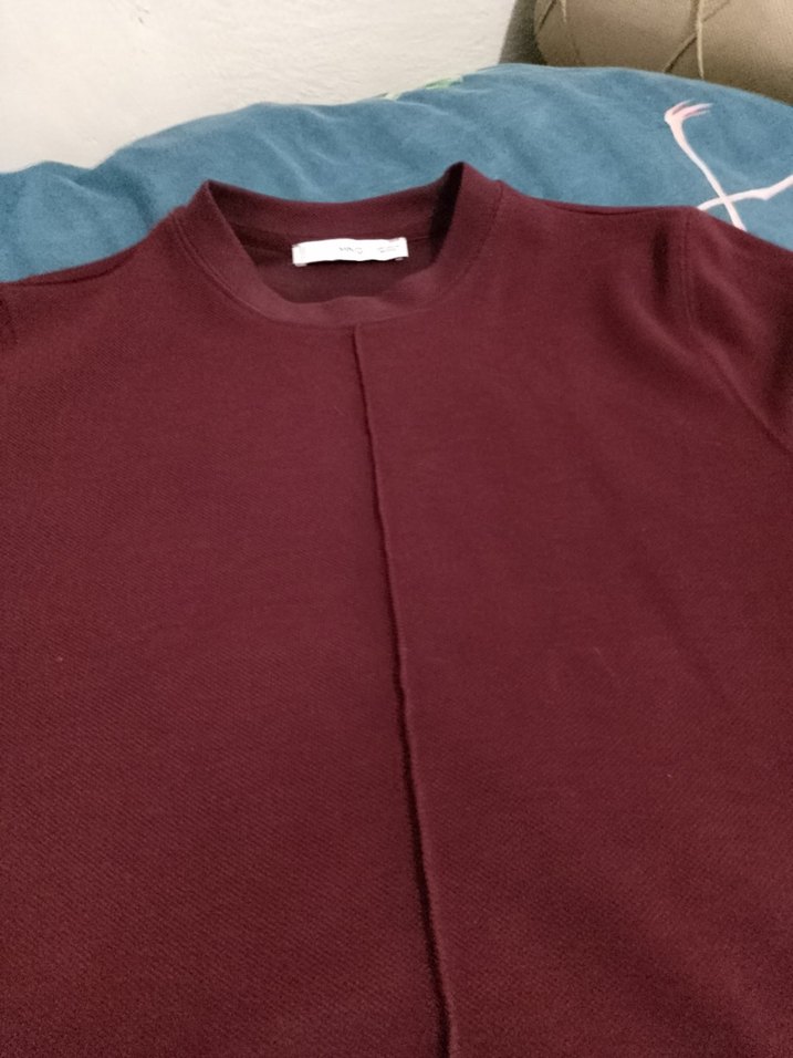 Bordo Kadın Uzun Kollu Salaş Triko - Görsel 3