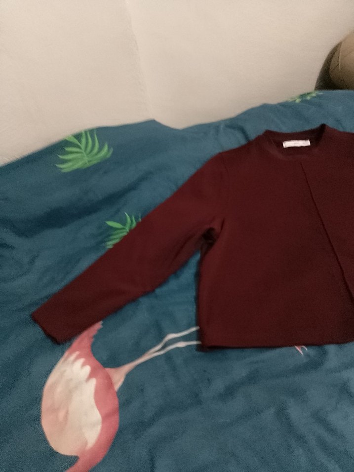 Bordo Kadın Uzun Kollu Salaş Triko - Görsel 2