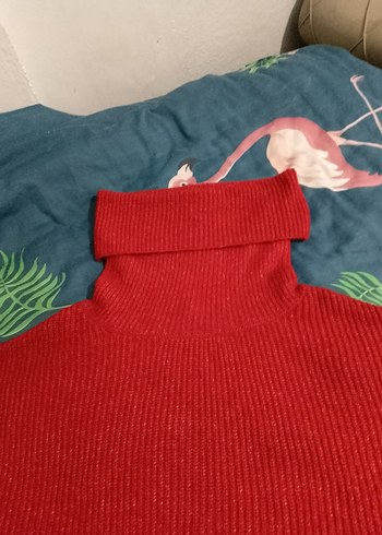 Kırmızı Balıkçı Yaka Triko Kadın Kazak - Görsel 3