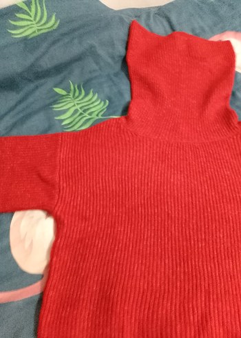 Kırmızı Balıkçı Yaka Triko Kadın Kazak - Görsel 2