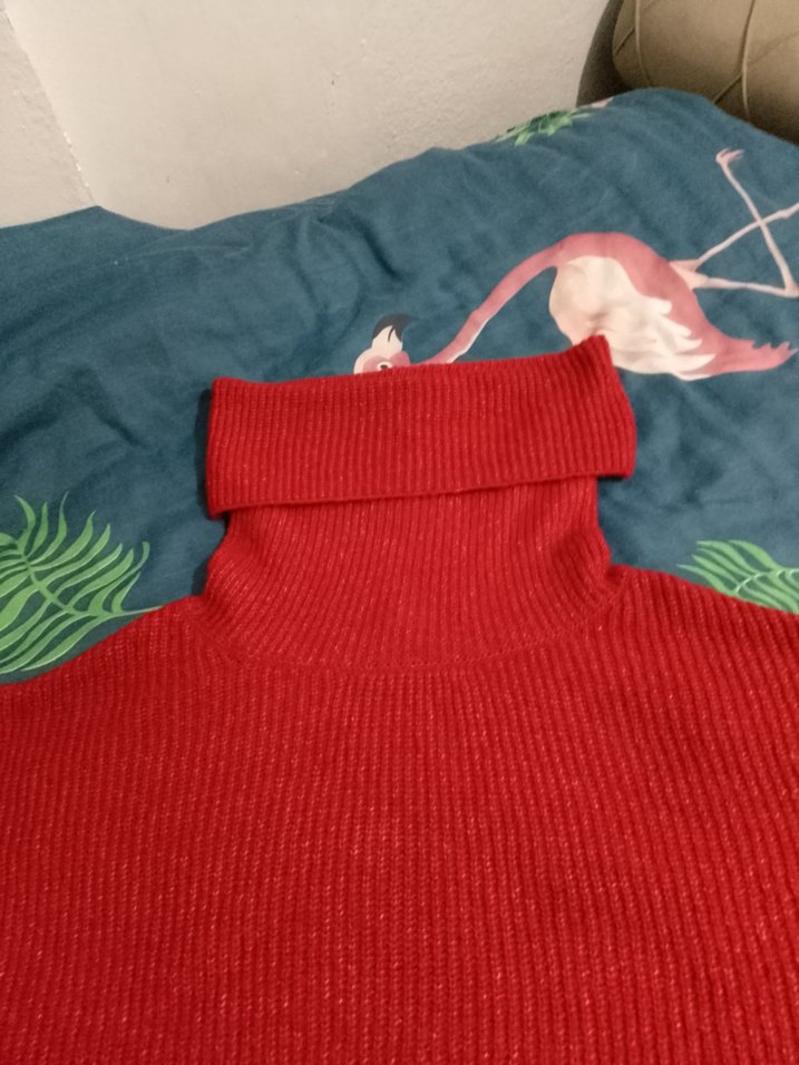 Kırmızı Balıkçı Yaka Triko Kadın Kazak - Görsel 3