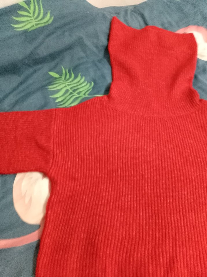 Kırmızı Balıkçı Yaka Triko Kadın Kazak - Görsel 2