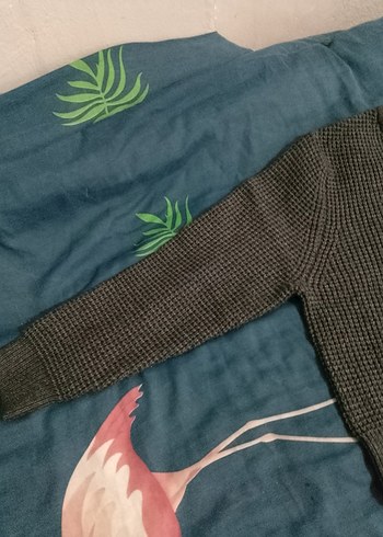 Gri Kadın Triko Bisiklet Yaka Kazak - Görsel 3