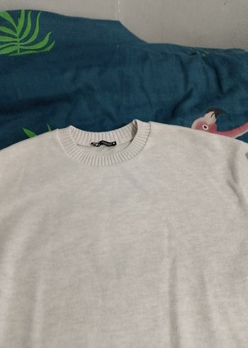 Pamuk Beyaz Uzun Kollu Salaş Kadın Kazak - Görsel 2