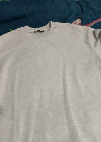 Pamuk Beyaz Uzun Kollu Salaş Kadın Kazak - Görsel 3