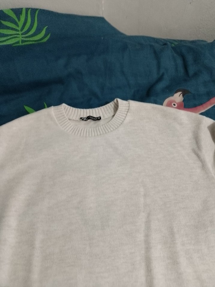 Pamuk Beyaz Uzun Kollu Salaş Kadın Kazak - Görsel 2