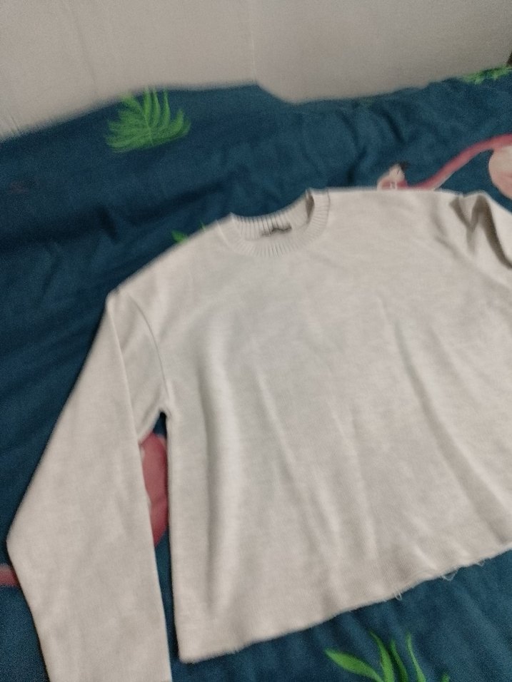 Pamuk Beyaz Uzun Kollu Salaş Kadın Kazak - Görsel 4