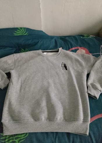 Gri Baskılı Kadın Sweatshirt - Görsel 3