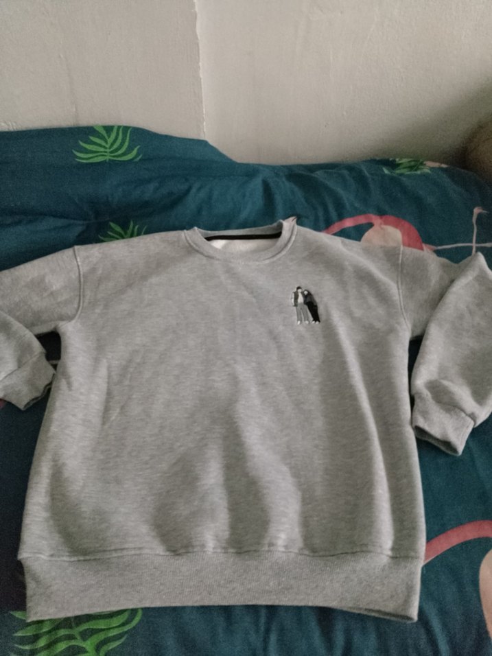 Gri Baskılı Kadın Sweatshirt - Görsel 3