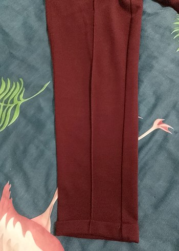 Bordo Midi Kadın Kumaş Pantolon - Görsel 5