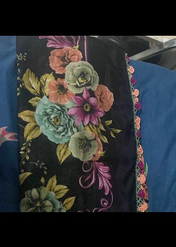 Dantel Kenarlı Çok Renkli Bohem Kadın Şal - Görsel 5