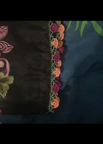 Dantel Kenarlı Çok Renkli Bohem Kadın Şal - Görsel 2