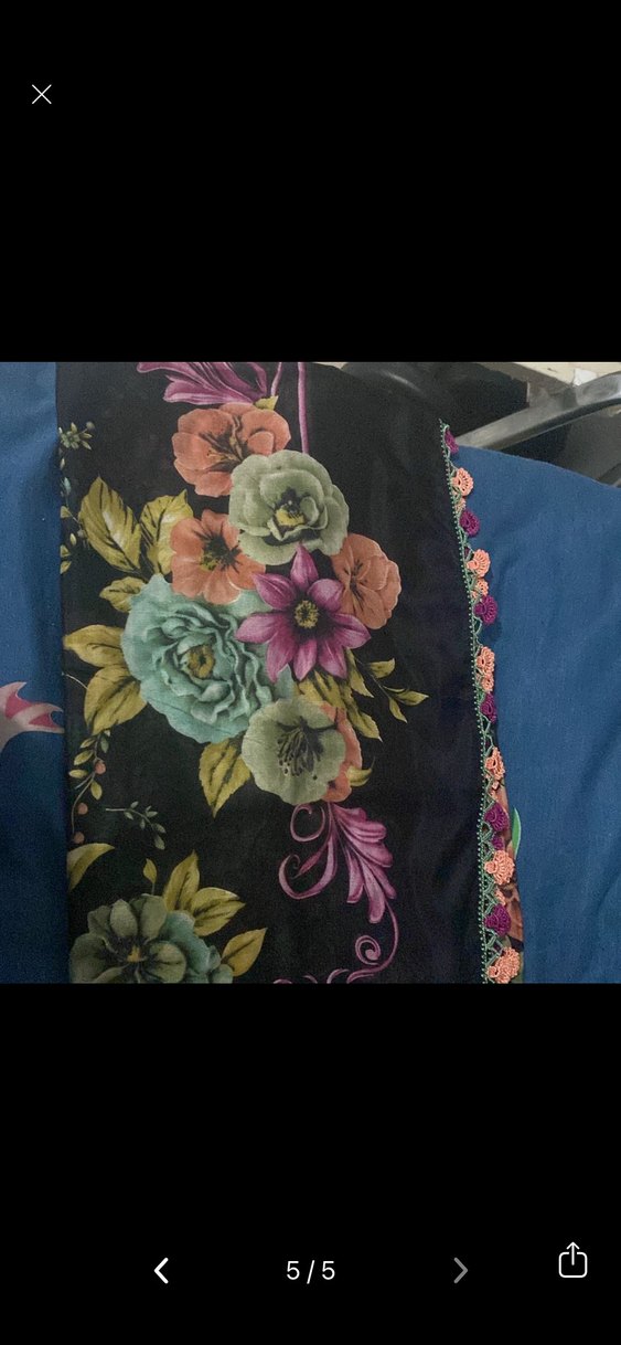 Dantel Kenarlı Çok Renkli Bohem Kadın Şal - Görsel 5