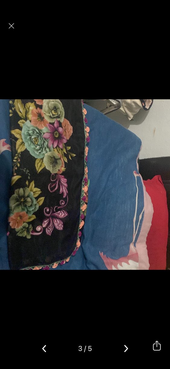 Dantel Kenarlı Çok Renkli Bohem Kadın Şal - Görsel 3