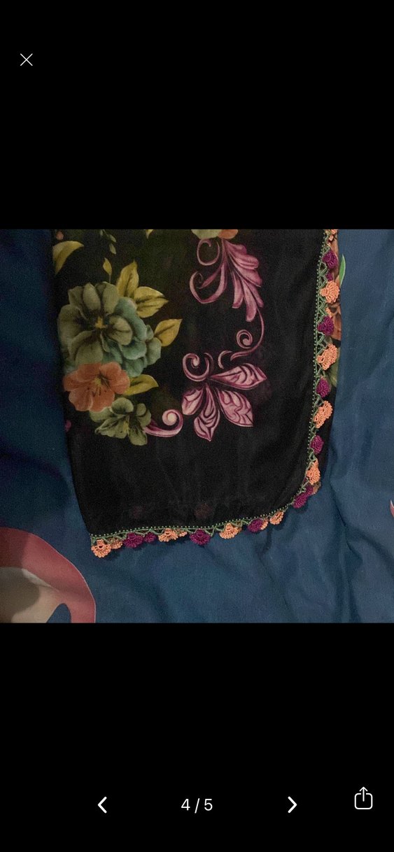 Dantel Kenarlı Çok Renkli Bohem Kadın Şal - Görsel 4