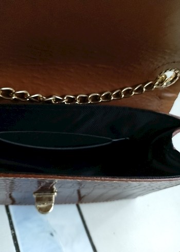 Kahverengi Yılan Derisi Desenli Deri Çanta - Görsel 6