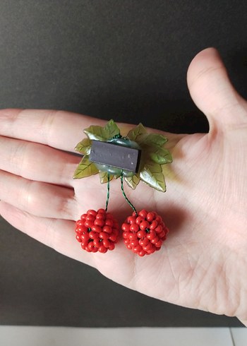 Boncuk İşlemeli Kiraz Magnet #takip #beğeni - Görsel 2