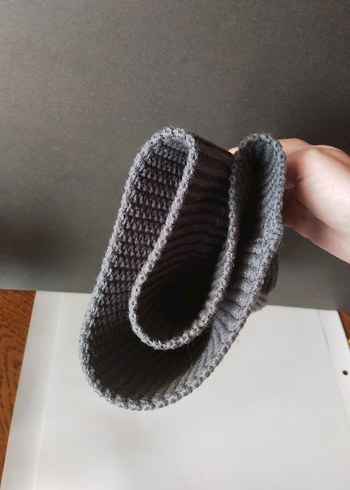 Retro Örgü Ponponlu Gri Takke Bere takip beğeni - Görsel 8