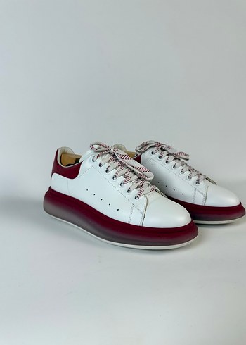 Alexander McQueen Bordo Detayli Beyaz Deri Sneaker