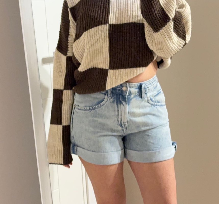 buz mavisi kot şort - Görsel 3