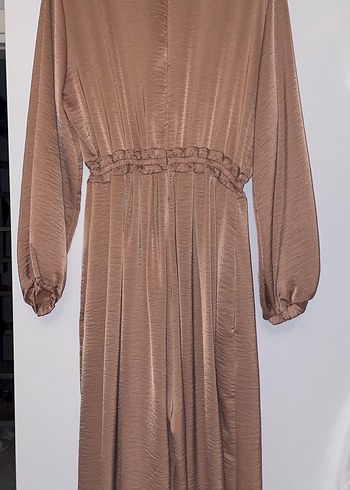 Bej Piliseli Kadın Tulum Elbise - Görsel 3