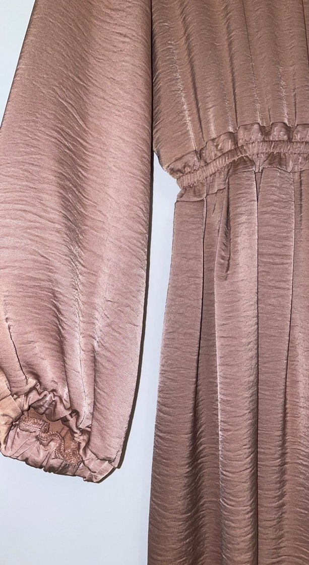 Bej Piliseli Kadın Tulum Elbise - Görsel 2