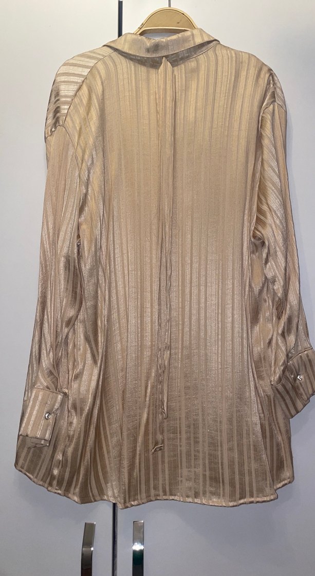 Kadın Bej Pilili Uzun Kollu Gömlek - Görsel 2