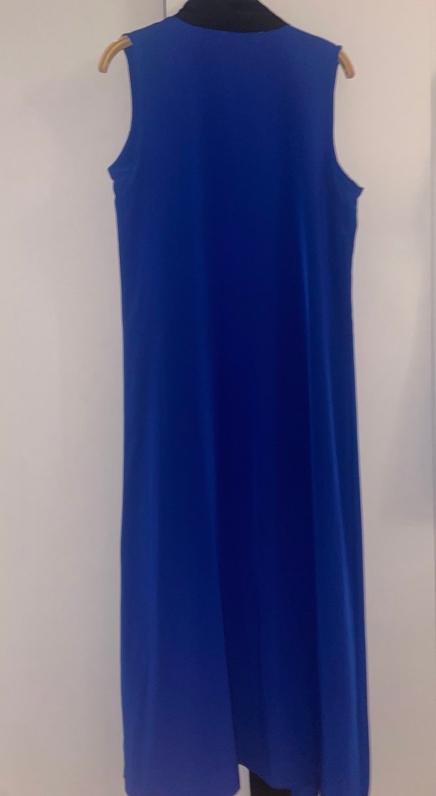 Siyah Detaylı Saks Mavisi Uzun Yelek - Görsel 2