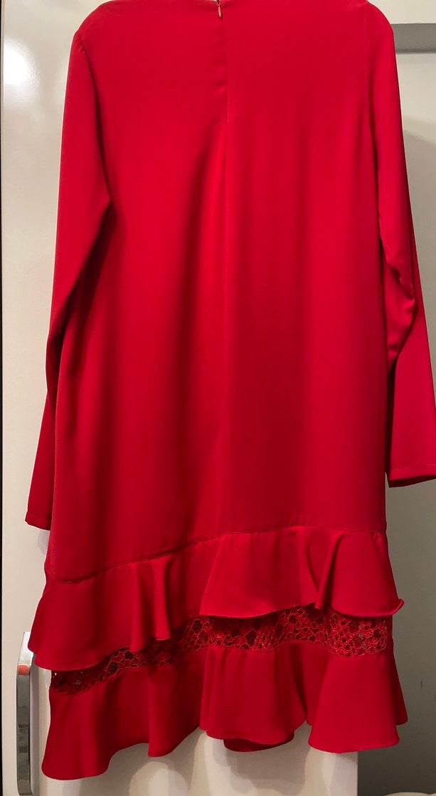 Kırmızı Fırfırlı Kadın Tunik - Görsel 2