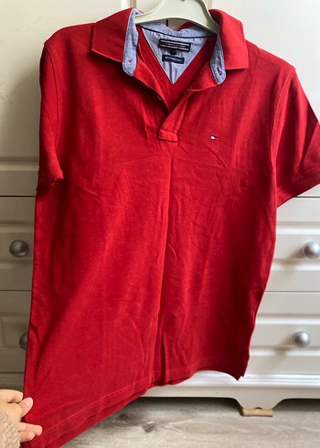 Kırmızı V Yakalı Kısa Kollu Erkek Polo Tişört - Görsel 2