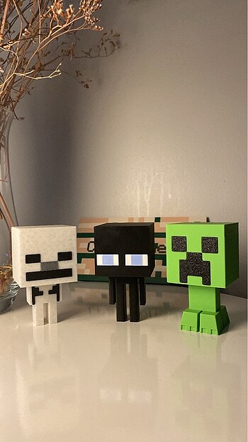 Minecraft skeleton creeper ve enderman chibi figür