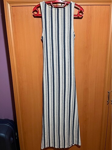 Pull and Bear çizgili maxi elbise