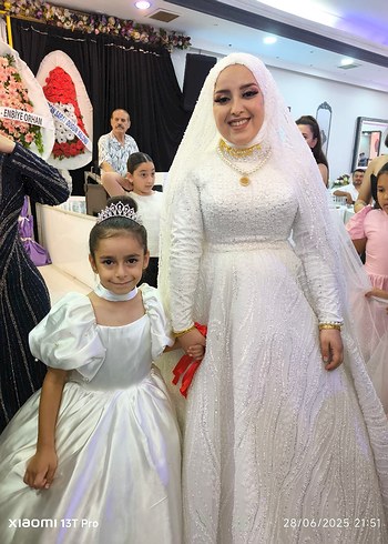 6 Yaş Beden Modern Klasik Beyaz Prenses Gelinlik