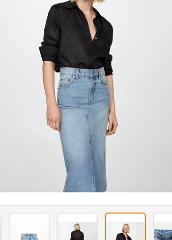 xl Beden mavi Renk Kadın Açık Mavi Midi Denim Etek