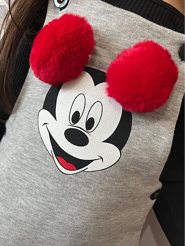 Zara Mickey Mouse ponponlu jile elbise
