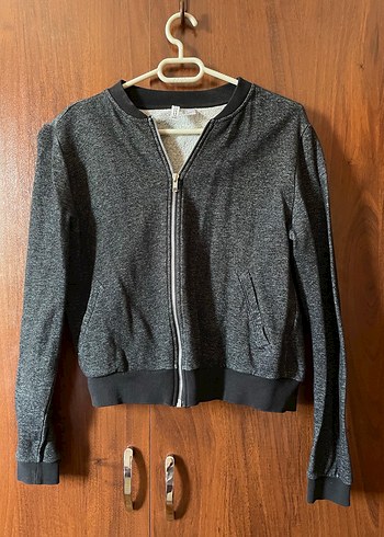 Gri Fermuarlı Kadın Sweatshirt
