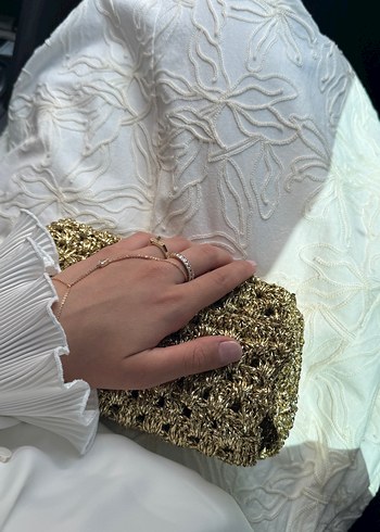 Beden Örgü Kadın Altın Rengi Clutch Çanta