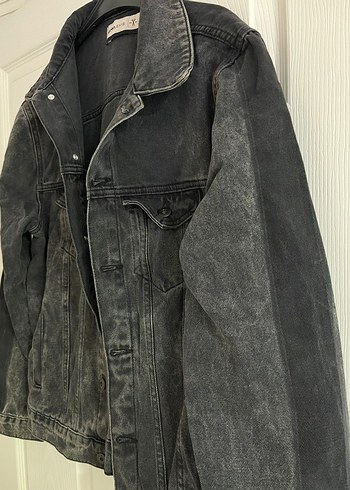 Gri Bol Kesim Denim Ceket - Görsel 3