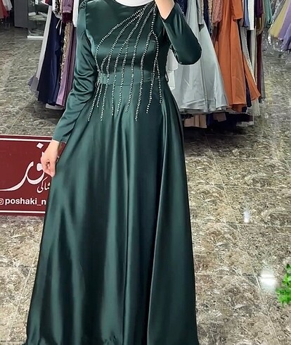 44 Beden yeşil Renk Zümrüt yeşili saten abiye