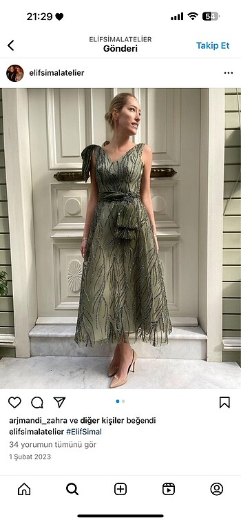 36 Beden mavi Renk Elif şimal model elbise