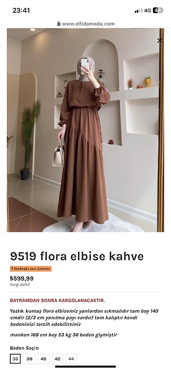 Zara Ya fan bağlamalı kahverengi uzun elbise