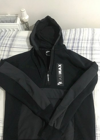 Nike Siyah Kapüşonlu Fermuarlı Sweatshirt