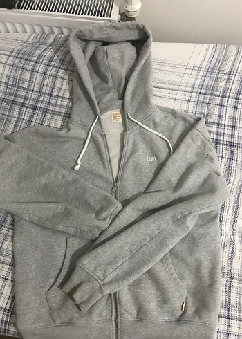 Gri Kapüşonlu Fermuarlı Levis sewatshirt